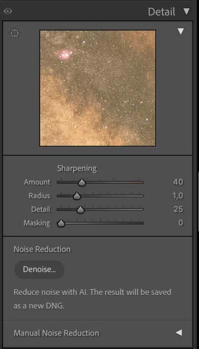 open the Detail panel