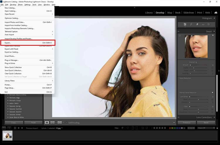 save and export the edited photo on your device